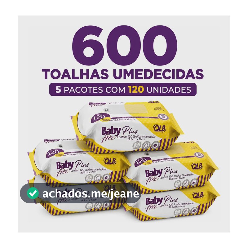 Kit Com 600 Lenços Umedecidos Baby Free Plus