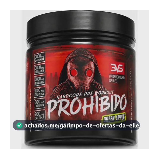 Pré Treino Prohibido 180g Sabor Green Apple - Fórmula Avançada Contendo Creatina, Beta Alanina, Taurina, L-tirosina, L-alanina, Cafeína, Arginina E Palatinose - Extra Forte
