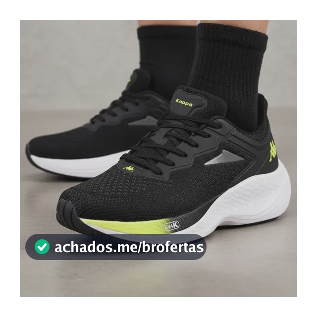 Tênis Kappa Pulse Evo Masculino Feminino Preto-amarelo Limão 41