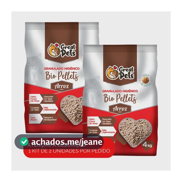Kit 2 Granulado Higiênico Bio Pellets Casca Arroz 4kg