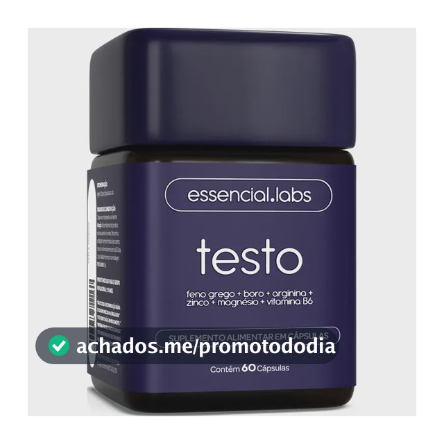 TESTO ESSENCIAL - Fórmula Exclusiva com Feno Grego + Boro + Arginina + ZMA + Vitamina B6 - 60 cápsulas