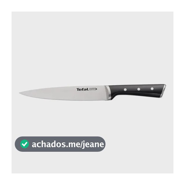 Faca Slicing Aço Inox Tefal 20cm Ice Force Inox E Preto