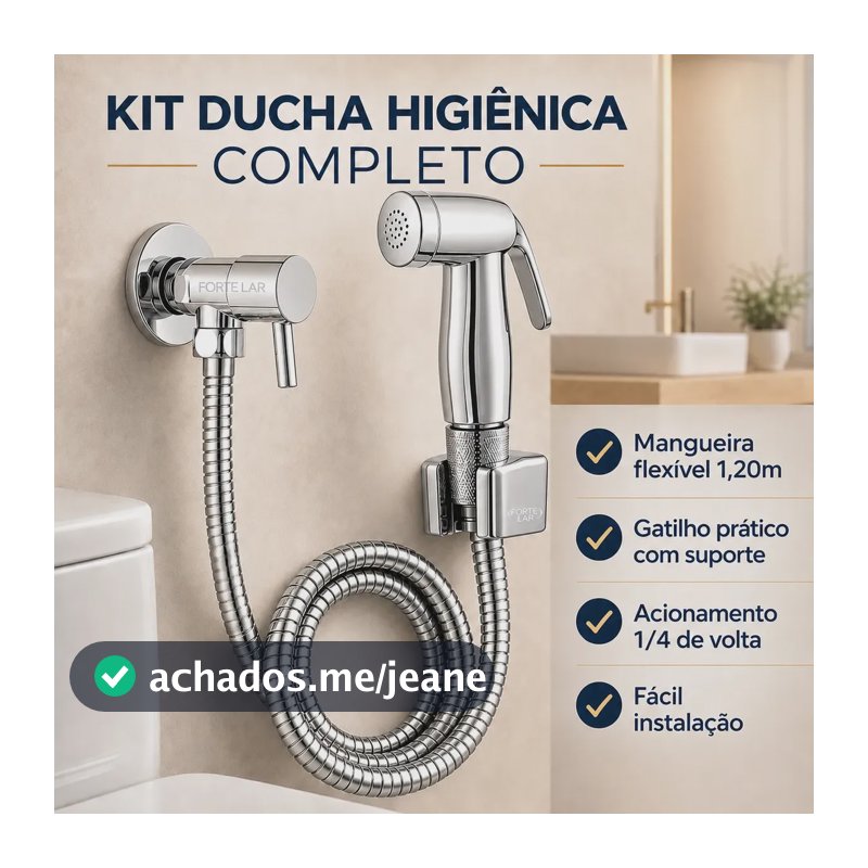 Ducha Higiênica Chuveirinho de Banheiro 1.20m Bidê Forte Lar 1/4 Volta