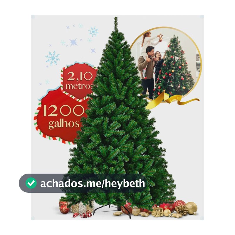 Árvore De Natal Grande 2,10m 1200 Galhos Pinheiro Luxo Premium Verde Cheia Pé De Ferro Galho Grosso 210cm Enfance