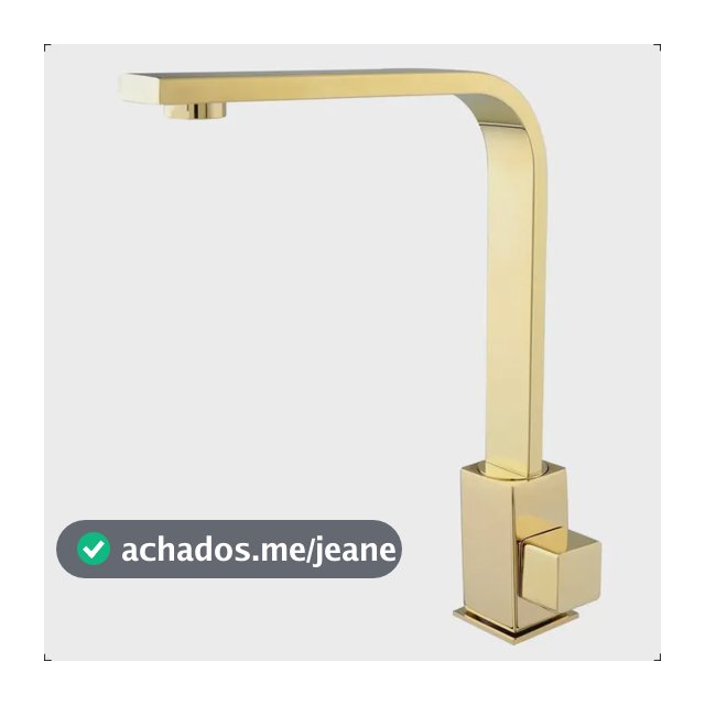 Torneira Banheiro Bancada Luxo Inox Dourada Quadrada Bica Alta 1/4 Volta para Lavatório Lavabo Gold
