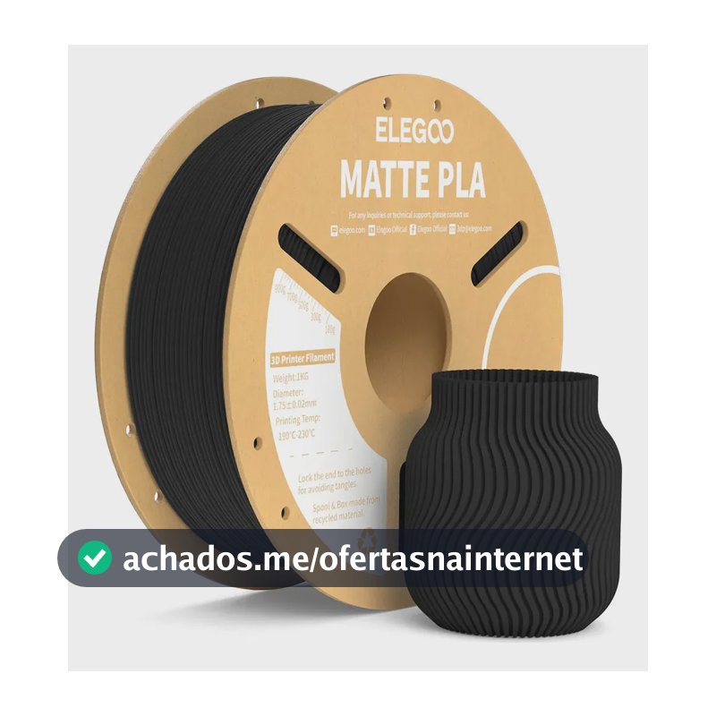 Filamento Elegoo Pla Matte Fosco 1.75 Mm 1kg Impressora 3d Cor Matte Black - Preto Fosco