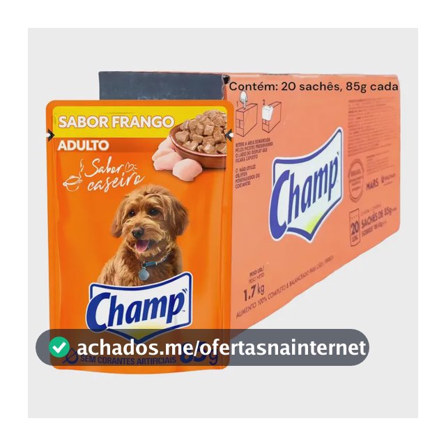Caixa Ração Umida Champ Adulto Frango 20 Unidades 85g