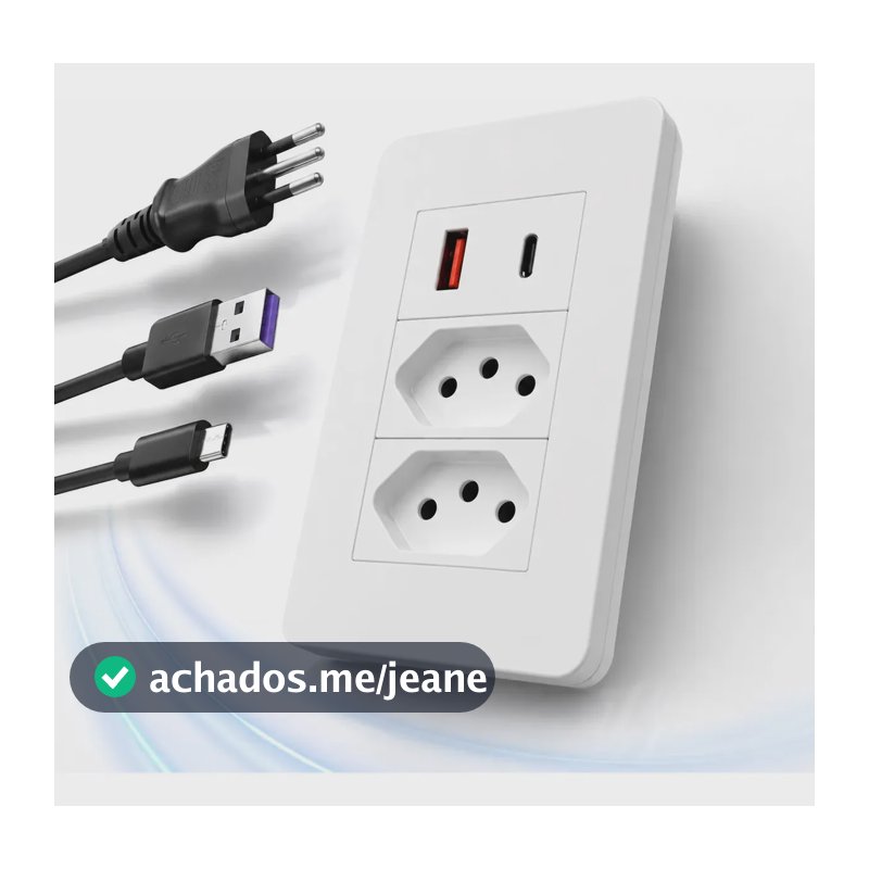 Tomada Dupla 10a Com Usb E Usb-c Bivolt 4 Em 1 Branca - Contaty