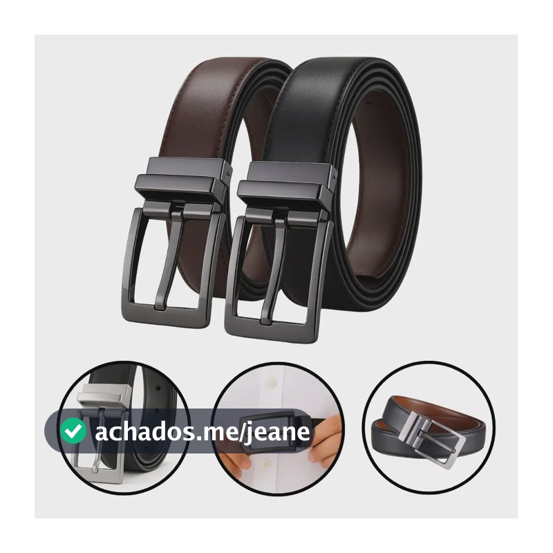 Cinto Masculino Couro Dupla Face 2 Em 1 Preto Marrom Social Preto/marrom 110 Cm