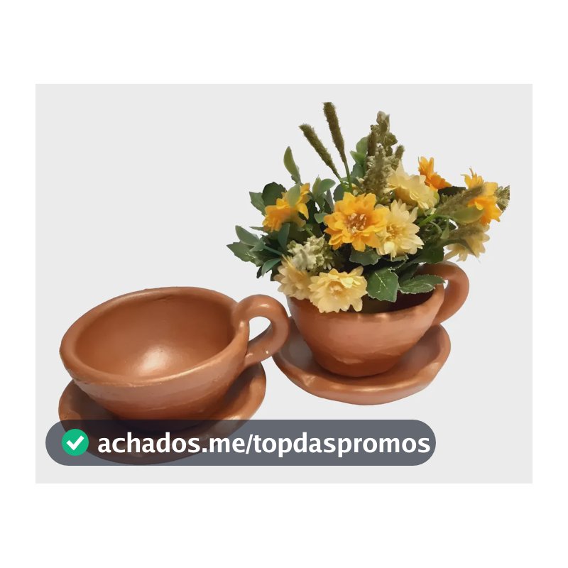 Vasinhos De Barro Xícara Para Suculenta Planta + Pratos 2uni Marrom