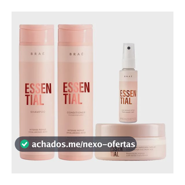 Kit Braé Essential Shampoo + Condicionador + Máscara + Fluido