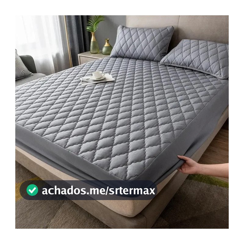 Capa Protetora Colchão Box Casal Padrão Matelado Impermeável Cor Cinza