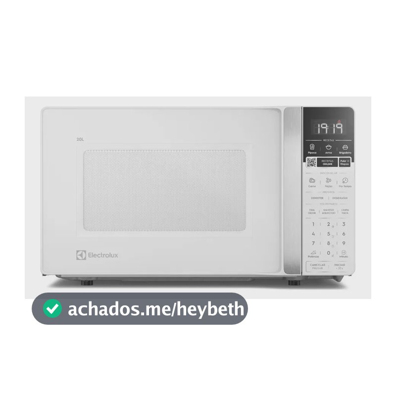 Micro-ondas Electrolux Efficient 20L Branco Função Descongelar e Receitas Pré-Programadas (ME20B)