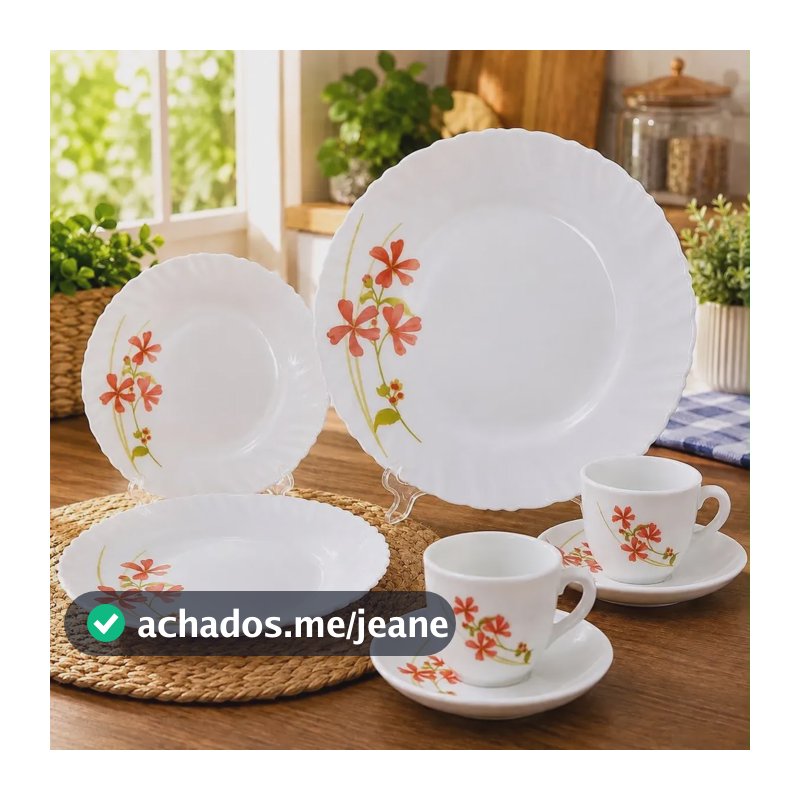 Aparelho De Jantar E Chá 20 Peças Vidro Opaline Branco