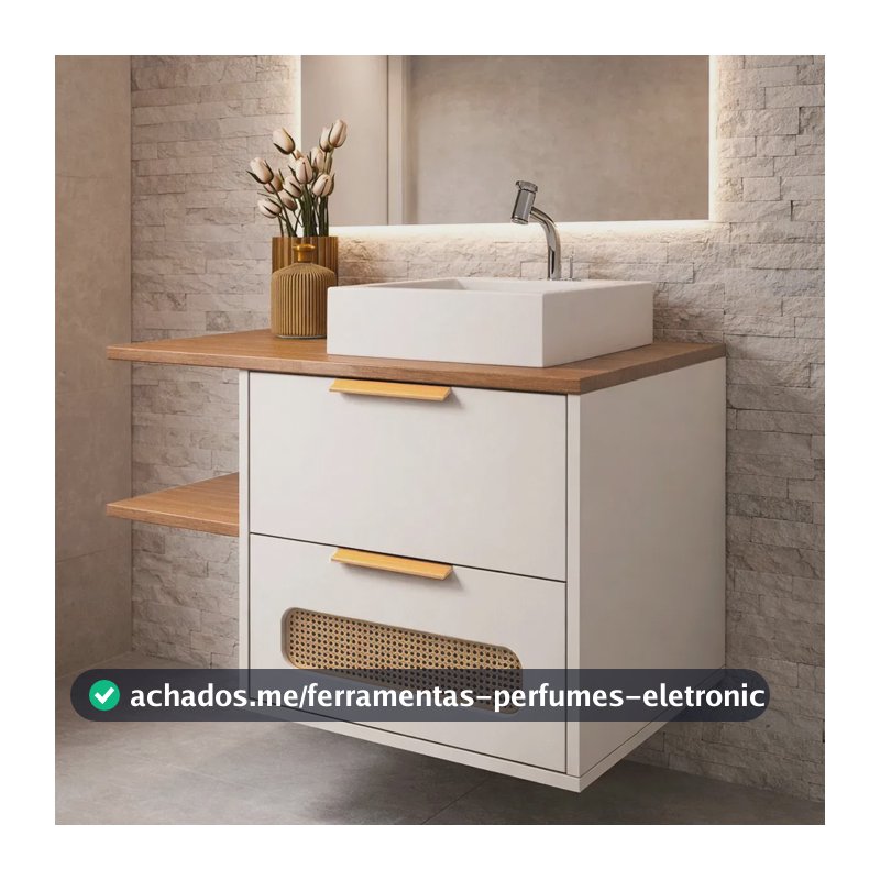 Gabinete Armario De Banheiro 100% Mdf - Pavia 70cm Branco Um Furo