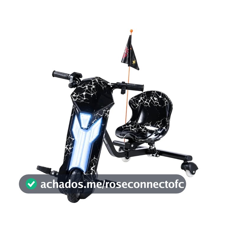 Triciclo Elétrico Drift Infantil 350w Potente 3 Velocidades até 100kg Bluetooth Led Skide Maxi Voltz - Preto