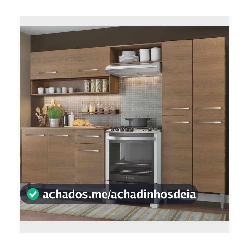 Armário de Cozinha Compacta Modulada Madesa Emilly Pop Armário E Balcão - Rustic GREM2290025Z