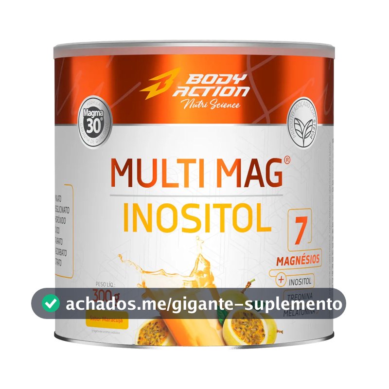 Suplemento Multi Mag Inositol 7 Magnésios 300g Bodyaction Sabor Maracujá
