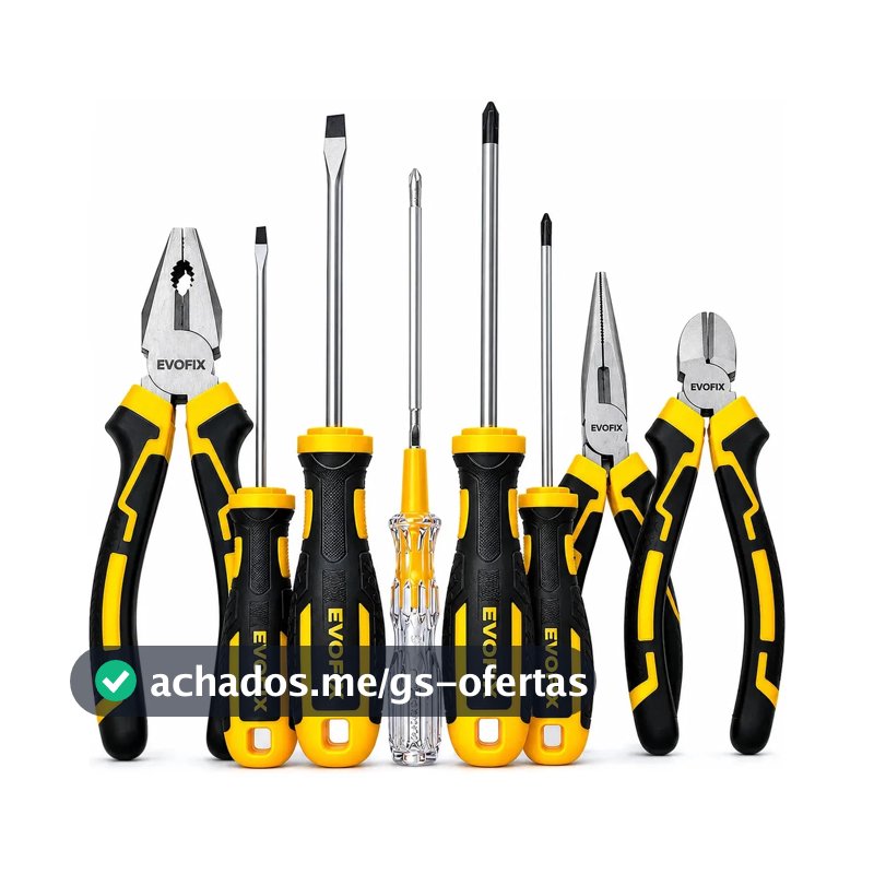 Kit Ferramentas 8 Peças Evofix Alicates Chaves De Fenda e Phillips Testador De Voltagem