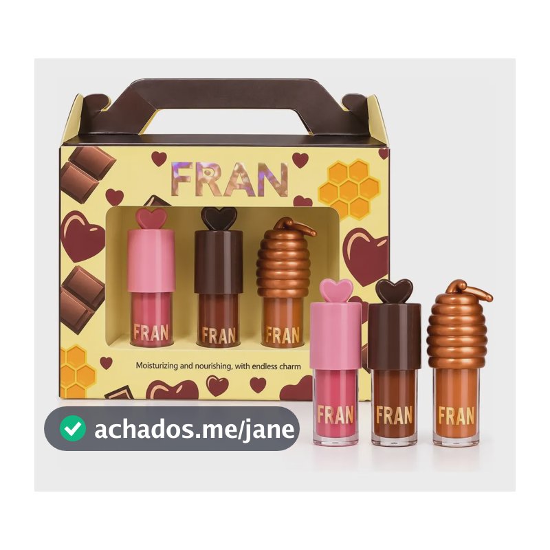 Kit Gloss Labial Fran Hidratante Chocolate E Mel 3 Unidades Multi Colorido