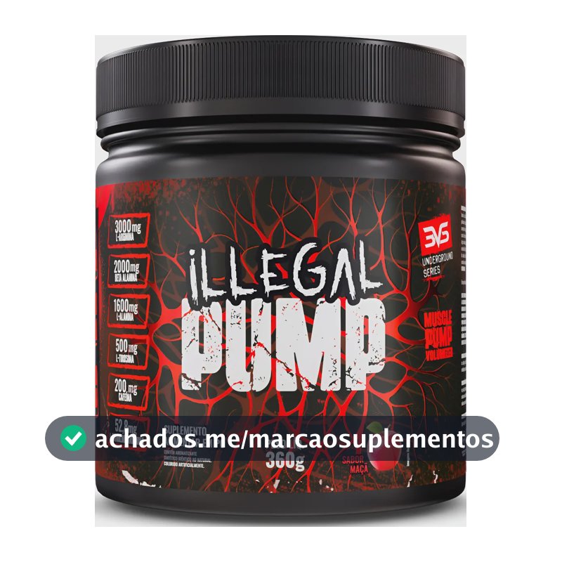 ILLEGAL PUMP Sabor Maçã - Pré Treino Extra Forte Formula Para A Performance Através Da Vasodilatação Avançada