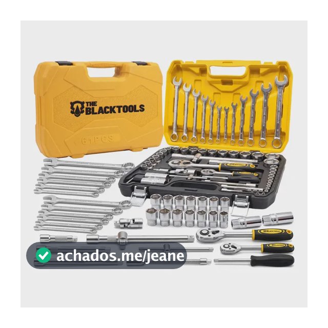 Kit Jogo De Ferramentas Chaves Combinadas Soquetes Chave Catraca Aço Crv 61 Peças Maleta Oficina TKS061 The Black Tools