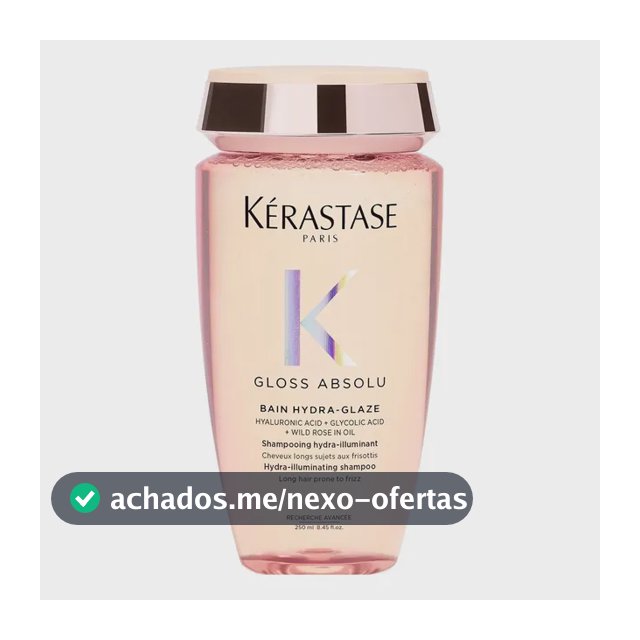 Kérastase, Bain Shampoo, Gloss Absolu, Hydra Glaze, Ação Anti-frizz com Ácido Hialurônico, Ácido Glicólico e Óleo De Rosa Silvestre, Potencializa o Brilho 250ml