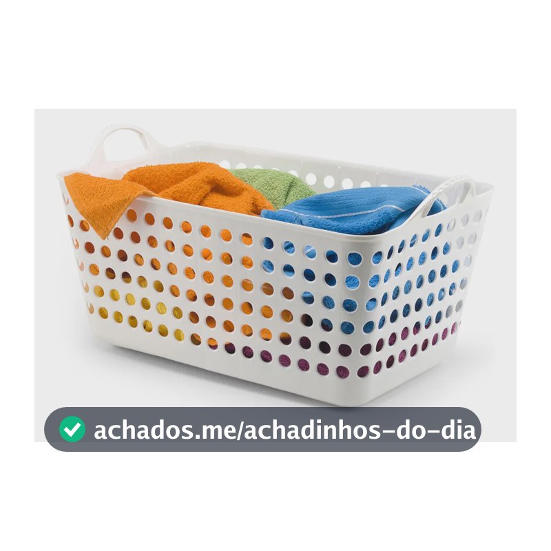 Cesto Multiuso Roupa Plastico Retangular Branco Arthi Branco