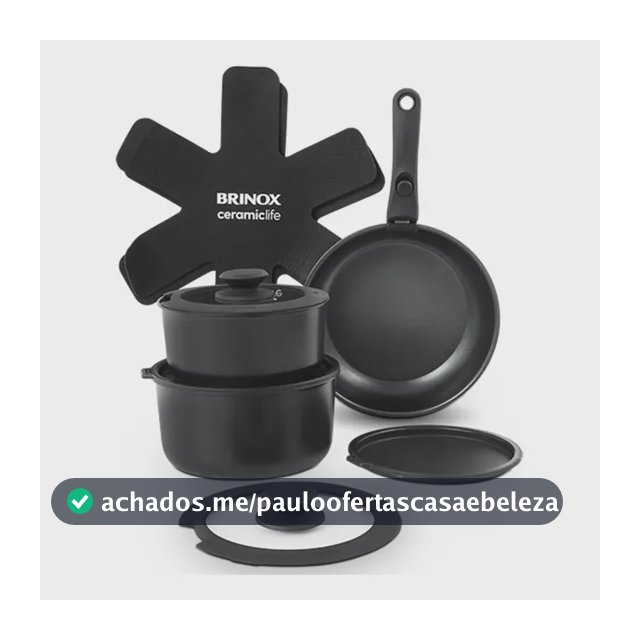 Jogo De Panelas Antiaderente Cerâmico 10 Peças Brinox Fit Cor Preto