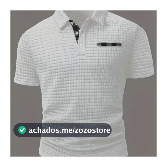 Camisa Polo Texturizada Manga Curta Masculina White Liso M