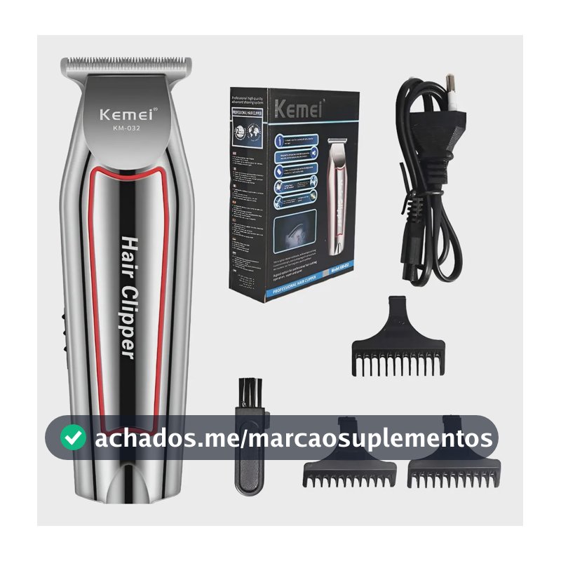 Máquina Acabamento Kemei KM-032 Barba Cabelo Bivolt