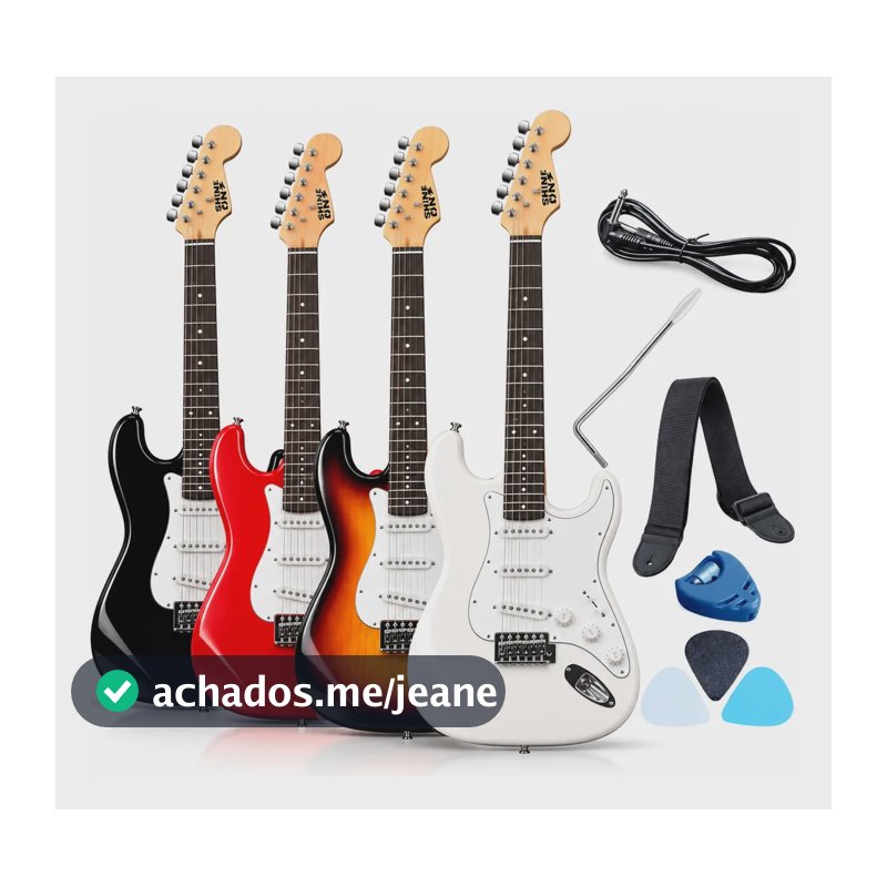 Guitarra Elétrica Stratocaster Destro Acessórios Iniciante Destro Vermelho