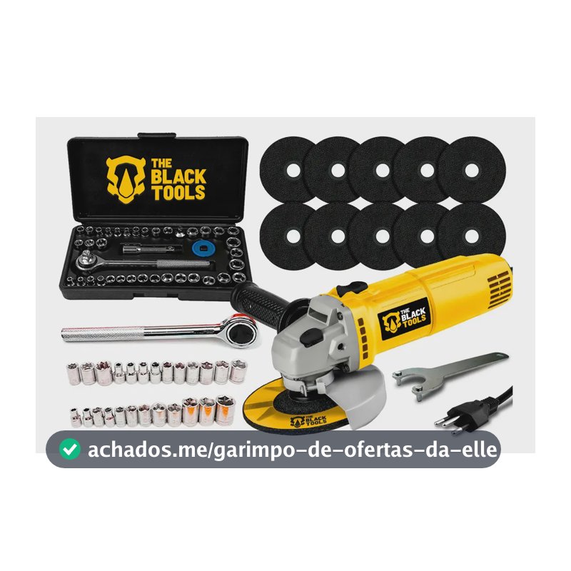 Esmerilhadeira Lixadeira Angular 4.1/2 Profissional + Kit De Soquetes 40 Peças The Black Tools