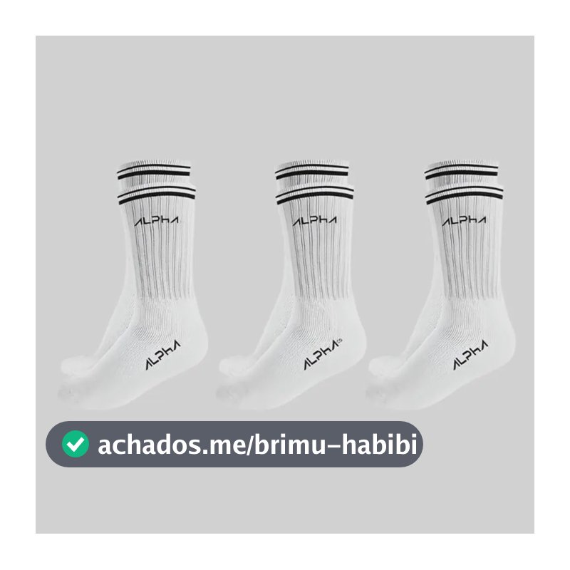 Kit 3 Meias Cano Médio  Alpha Branco U