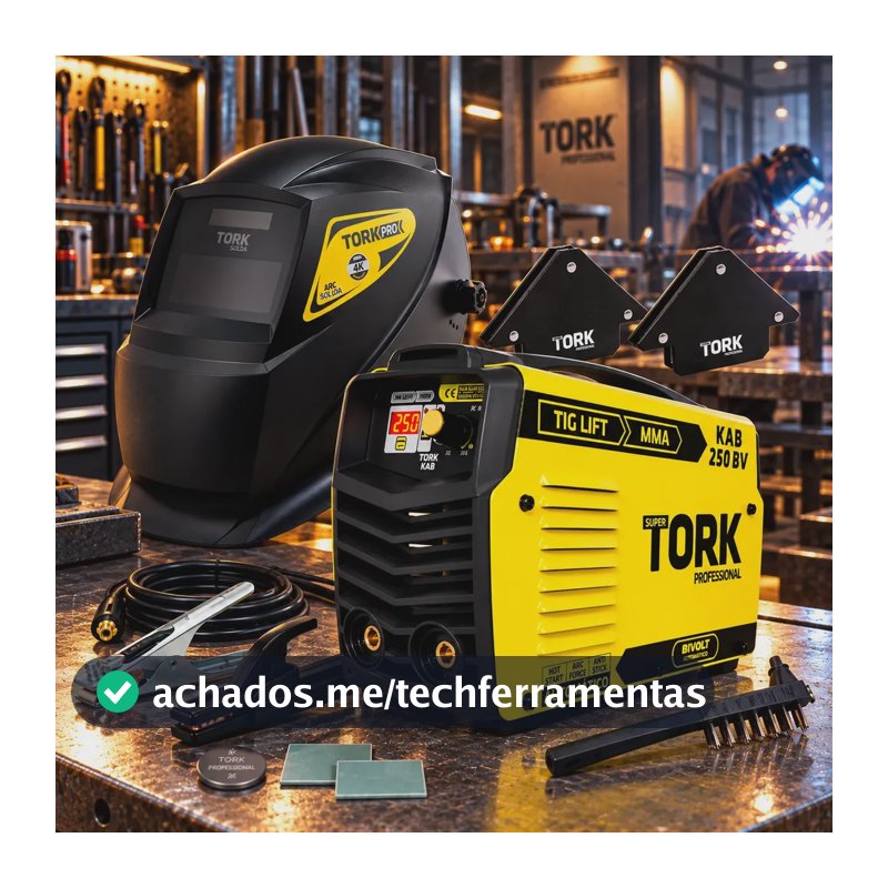 Máquina Solda Inversora Kab250 Com Máscara E 2 Esquadro Tork Amarelo/preto 127/220v