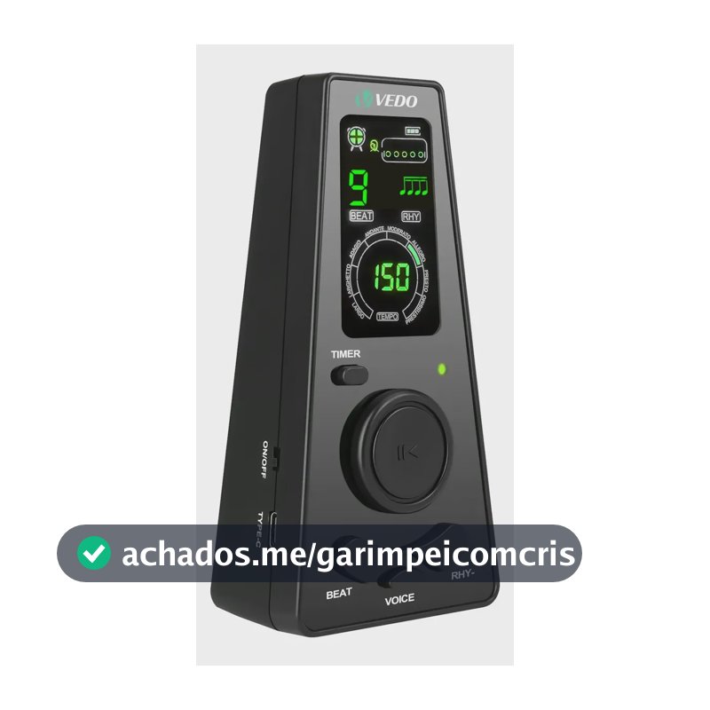 Metronomo Digital Com Temporizador Controle De Volume Vedo Preto
