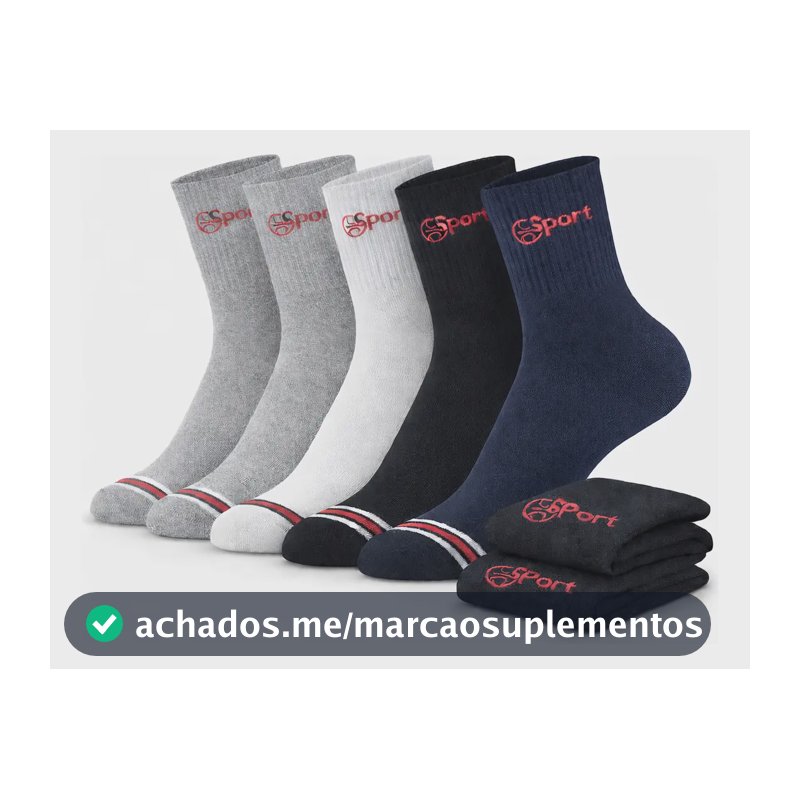 Kit 12 Pares Meia Cano Médio Conforto Original Atacado Sport Mistas 40-46
