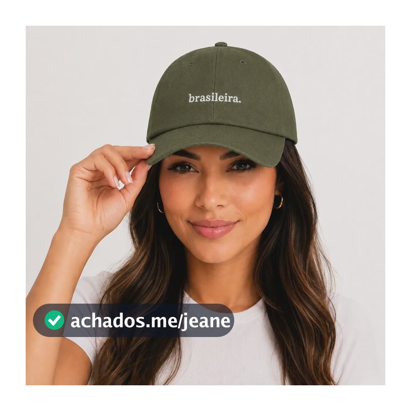 Boné Brasileira Bordado Premium Aba Curva Algodão Feminino Verde Militar Un