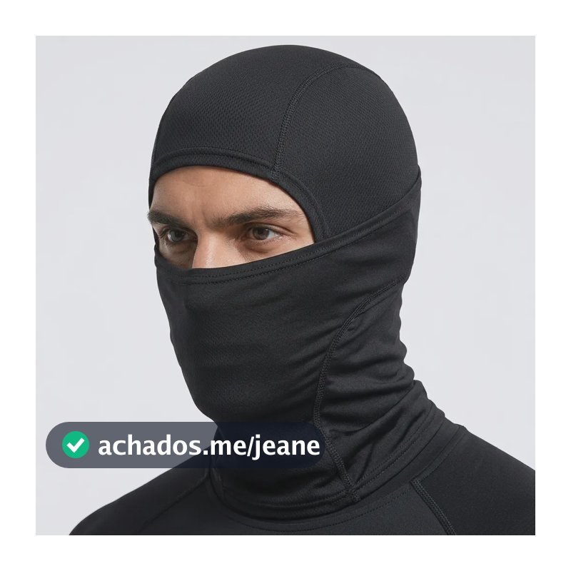 Máscara Balaclava Touca Ninja Tática Inverno Unissex Preta Preto Lisa