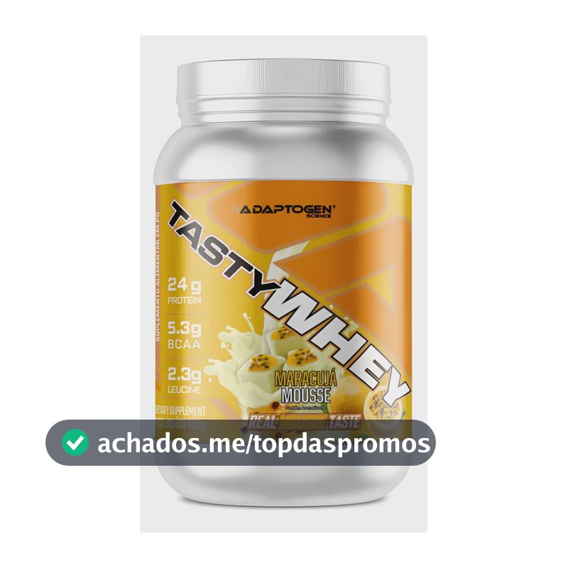 Suplemento Tasty Whey 3w Gourmet Whey Protein Adaptogen Science Pote 900g Sabor Mousse de Maracujá