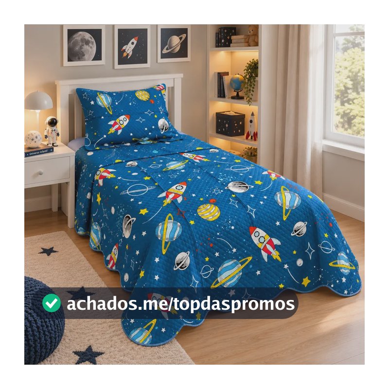 Kit Cobre Leito Jogo De Cama Solteiro Infantil Menino Menina Azul