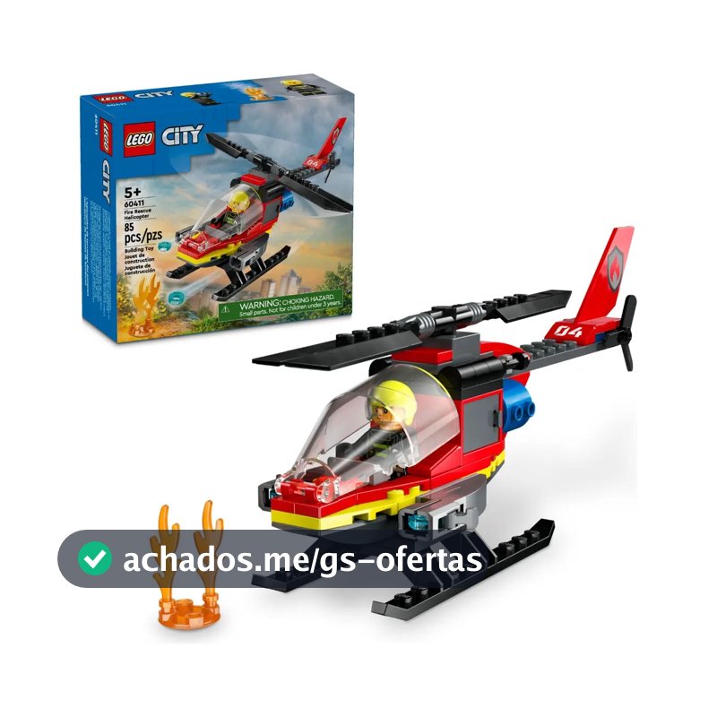 Lego City 60411 Helicóptero Dos Bombeiros Com 85 Peças
