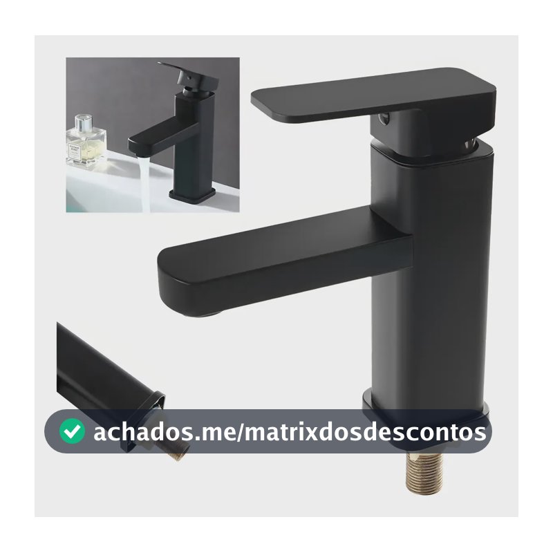 Torneira Banheiro Quadrada Preta Com Furo Único Pintada 1/2 Preto Processo De Pintura