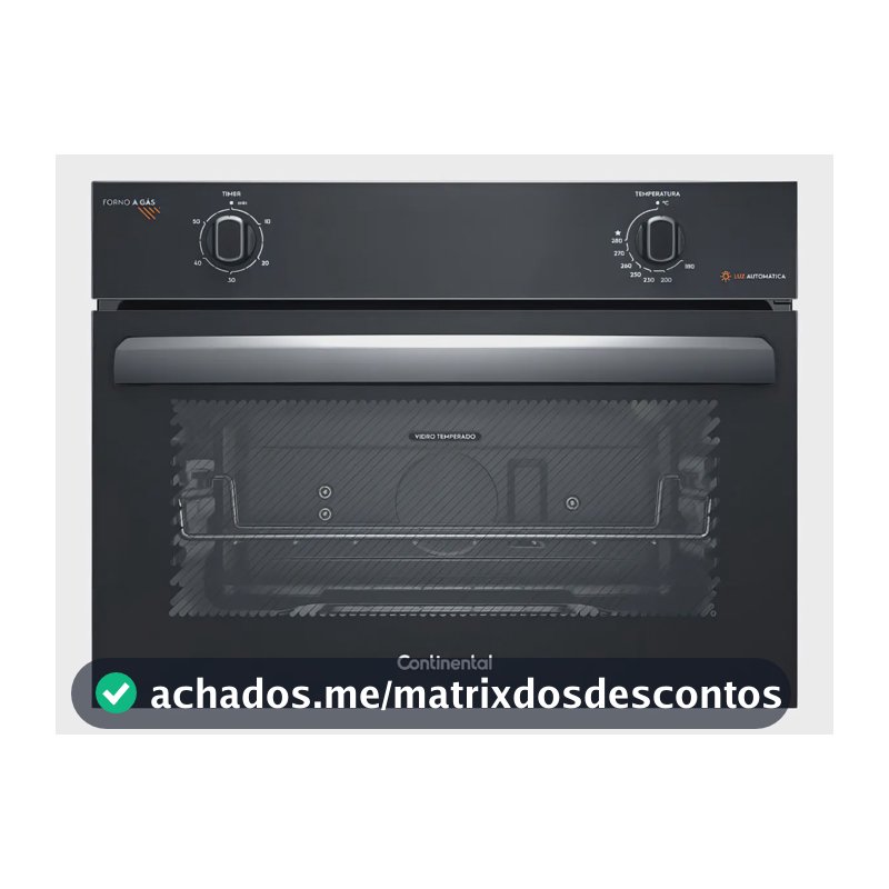 Forno de Embutir a Gás Continental 50L TOPLimpaFácil OC4GM Cor Preto