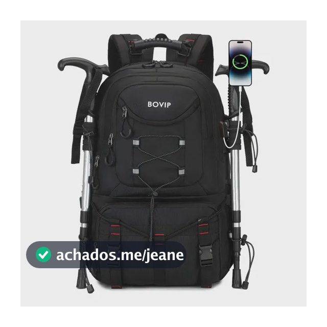 Mochila Trekking 40l Usb Impermeável Trilha Camp Viagem Preto Florido