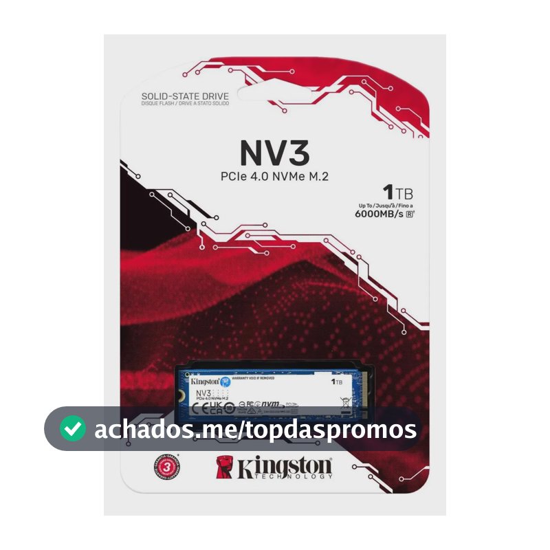 SSD Kingston NV3 1TB M.2 2280 PCIe 4.0 NVMe 6000 MB/s
