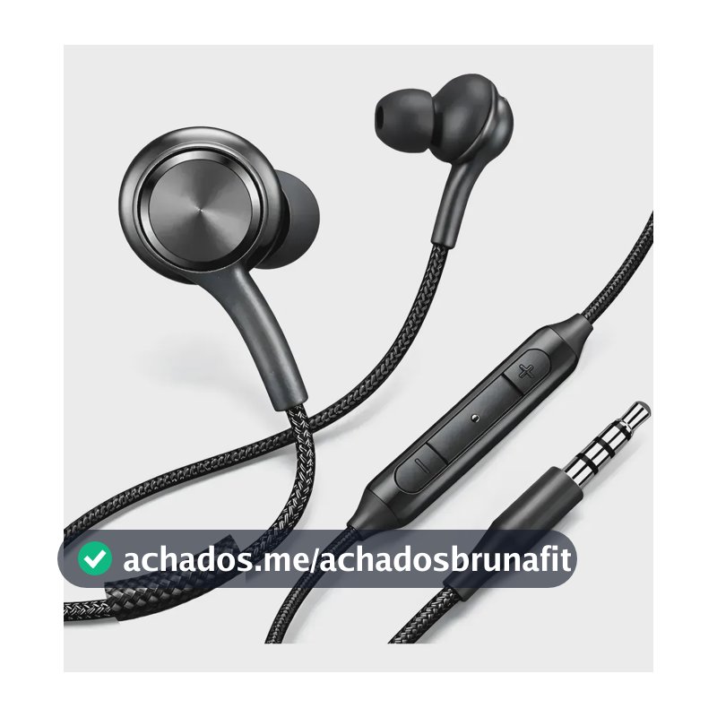 Fone De Ouvido P2 Microfone E Controle Com Fio Nylon Reforçado Para Celular, Notebook, Pc E Smartphone Cor Preto