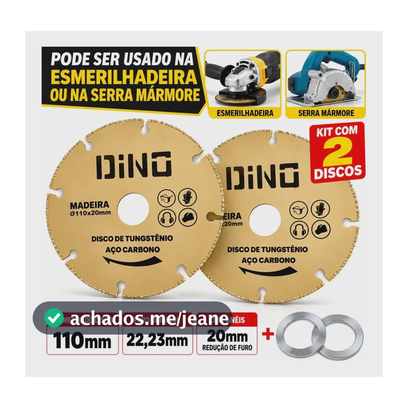 Kit 2 Disco Tungstênio Madeira 4p  110x20mm P/ Makita Bosch Dourado-escuro