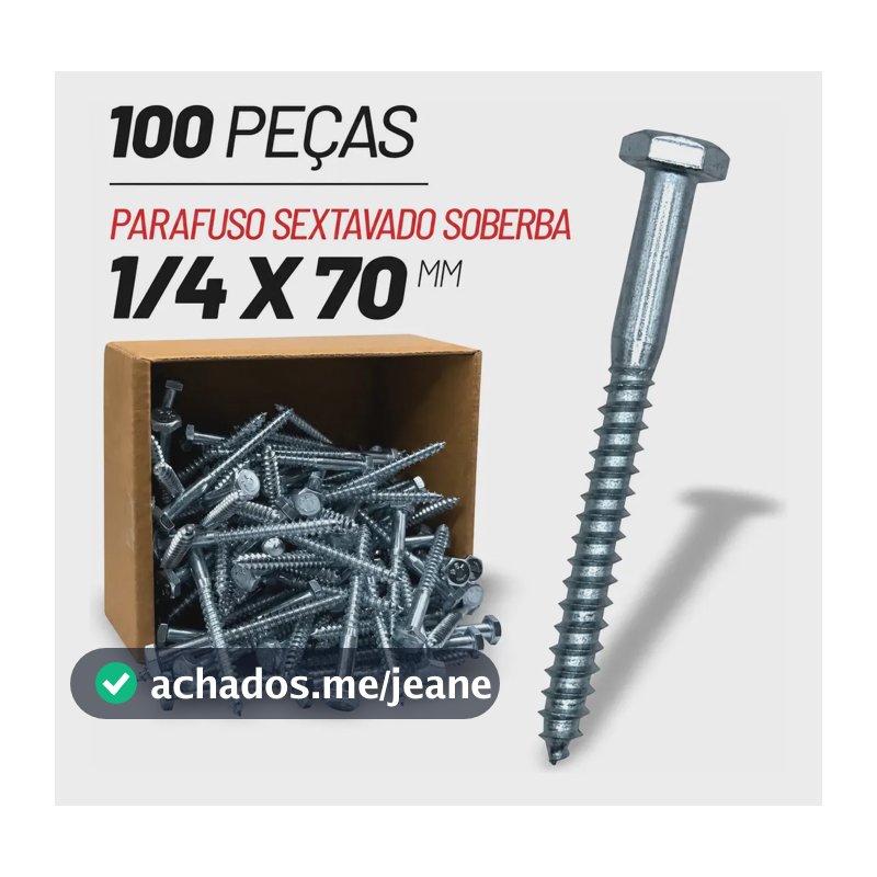 Parafuso Sextavado Rosca Soberba 1/4x70mm 100unidades
