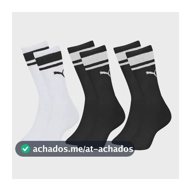 Kit 3 Pares Meia Puma Cano Alto Academia Esportiva Original